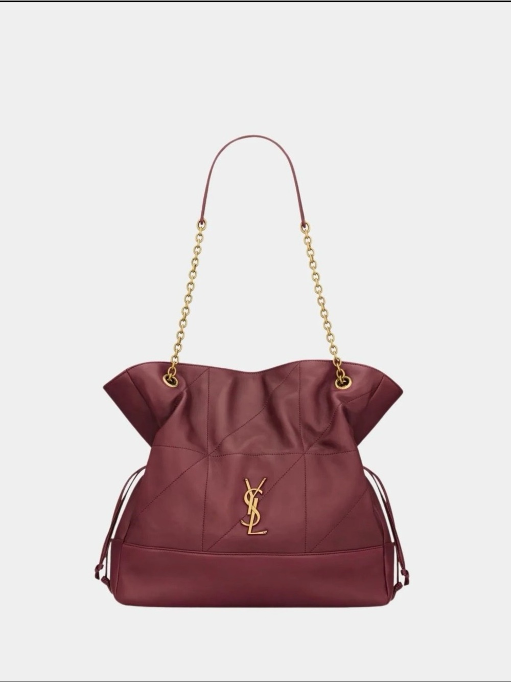 Saint Laurent YSL JAMIE Wine Red Leather Chain-Handle Shoulder Bag